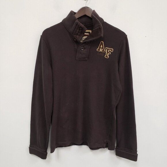 Abercrombie & Fitch Mens Y2K Preppy Sweater Size M Brown Embroidered Pullover - Picture 1 of 11